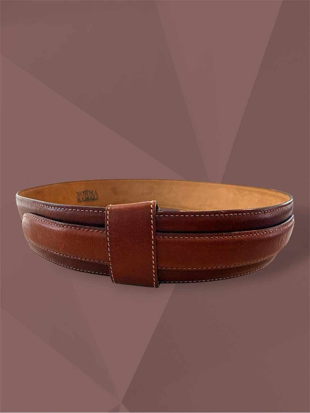 Norma Kamali Brown Italian Calfskin Leather Wide Waist Belt Size M